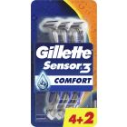 Gillette Sensor 3 Comfort Ξυραφάκια Μιας Χρήσης 6 Τεμάχια (4+2 Δώρο) 