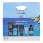 Apivita Set Just Dew it Promo Set Κρέμα Gel Eνυδάτωσης 15ml + Μαύρο Gel Καθαρισμού 50ml + Μάσκα Προσώπου 2x8ml + Μάσκα Μαλλιών 20ml + Σαμπουάν 75ml 