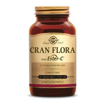 Solgar Cran Flora Ester-C Συμπλήρωμα Διατροφής για την Καλή Υγεία του Ουροποιητικού, του Εντερικού & του Ανοσοποιητικό Συστήματος, 60veg.caps