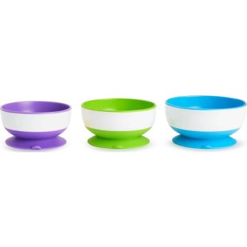 Munchkin Stay Put Bowl Πολύχρωμα Μπολ Φαγητού με Βεντούζα (6m+) 3τμχ