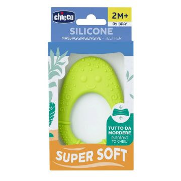 Chicco Κρίκος Οδοντοφυΐας Σιλικόνης Super Soft σε Σχήμα Avocado 2m+ Λαχάνι 1τμχ