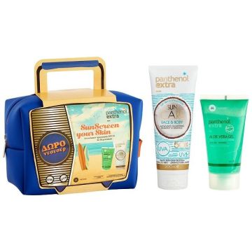  Medisei Panthenol Extra Promo Pack Αντηλιακό Γαλάκτωμα Για Πρόσωπο & Σώμα SPF50 200ml & Aloe Vera Gel 150ml & Δώρο Νεσεσερ