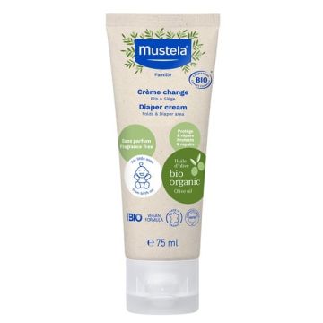 Mustela Organic Diaper Rash Cream with Olive Oil & Aloe-Κρέμα Αλλαγής Πάνας με Βιολογικό Ελαιόλαδο για Μωρά από την Γέννηση, 75ml 