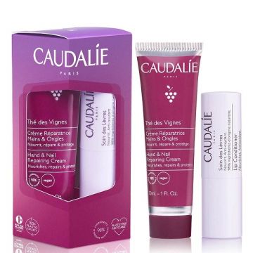 Caudalie The des Vignes Hand & Nail & Lip Conditioner, Κρέμα Χεριών 30ml & Ενυδατικό Στικ Ενυδάτωσης Χειλιών 4.5gr