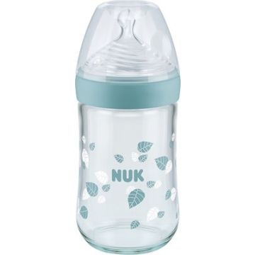 Nuk Nature Sense Μπιμπερό Γυάλινο με Θηλή Σιλικόνης Medium 0-6m 240ml