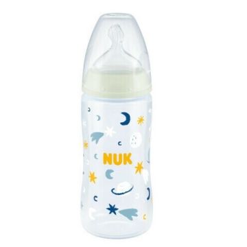 Nuk Πλαστικό Μπιμπερό First Choice Plus Night Κατά των Κολικών με Θηλή Σιλικόνης για 6+ μηνών 300ml