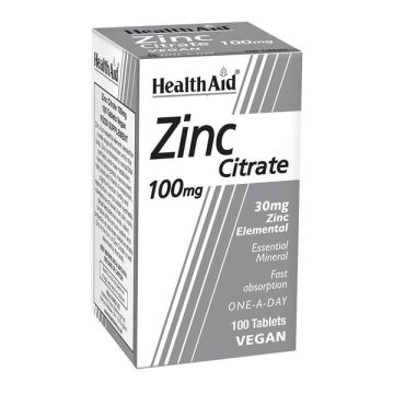 Health Aid Zinc Citrate 100mg Kιτρικός Ψευδάργυρος 100 tabs