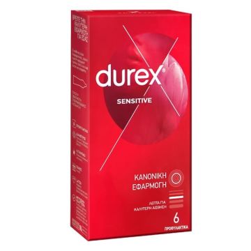 Durex Sensitive Προφυλακτικά Λεπτά για Μεγαλύτερη Ευαισθησία 6τεμ