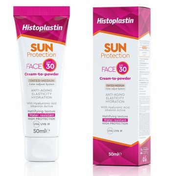 Histoplastin Sun Face Cream to Powder Tinted SPF30 50ml (Αντηλιακή Κρέμα Προσώπου με Χρώμα)