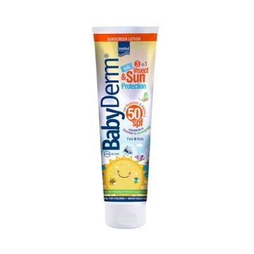 Intermed BabyDerm Insect & Sun Protection SPF50 3 σε 1 Παιδικό Αντηλιακό Γαλάκτωμα με Εντομοαπωθητική Δράση 300ml