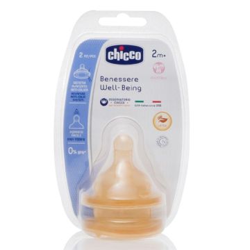 Chicco Θηλή Καουτσούκ, Ρυθμιζόμενη Ροή 2m+ 2τμχ