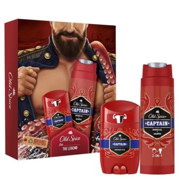 Old Spice Promo Pack Dark Captain Σετ Ανδρικής Περιποίησης με Captain Αποσμητικό Στικ 50ml & Captain Σαμπουάν + Αφρόλουτρο 250ml