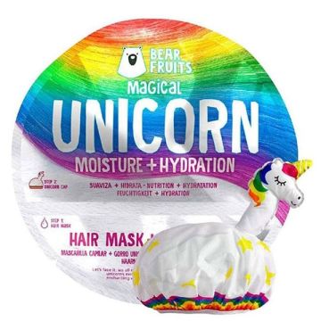 Bear Fruits Magical Unicorn Moisture & Hydration Μάσκα Μαλλιών για Φυσική Υγρασία και Ενυδάτωση, 20ml & Σκουφάκι Μονόκερος, 1τεμ