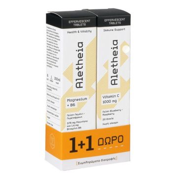 Vican Aletheia Magnesium + B6 Μαγνήσιο & Βιταμίνη B6 & ΔΩΡΟ Vitamin C 1000mg Βιταμίνη C 20+20 δισκία