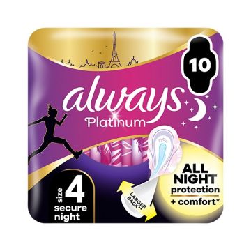Always Platinum Secure Night No4 Σερβιέτες Με Φτερά 10τμχ
