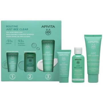 Apivita Promo Routine Just Bee Clear με Just Bee Clear Κρέμα κατά των Ατελειών 40ml & Δώρο Just Bee Clear Λοσιόν Σύσφιξης Πόρων 50ml & Gel Καθαρισμού Προσώπου 15ml