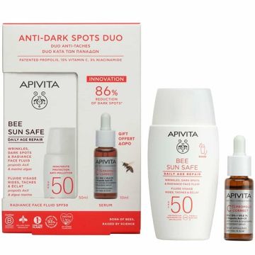 Apivita Promo Anti-Dark Spots Duo Bee Sun Safe Daily Age Repair SPF50 50ml + Δώρο C15 Propolis Correct Serum 10ml, 1σετ