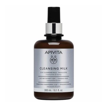 Apivita Cleansing Milk 3 σε 1 για Πρόσωπο & Μάτια Με Χαμομήλι & Μέλι 300ml