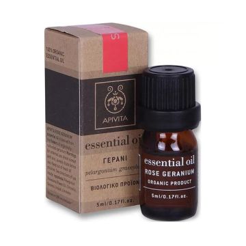 Apivita Essential Oil Geranium Βιολογικό Αιθέριο Έλαιο Γεράνι, 5ml