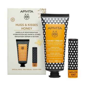 Apivita Promo Hugs & Kisses με Κρέμα Χεριών Εντατικής Ενυδάτωσης με Υαλουρονικό Οξύ & Μέλι 50ml + Honey Balm για Σκασμένα Χείλη 4.4g 1σετ