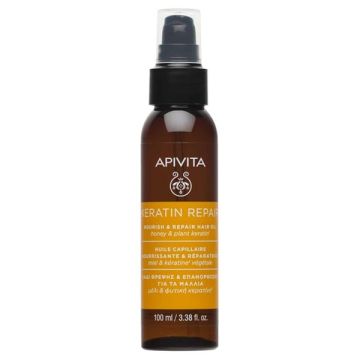 Apivita Keratin Repair Nourish & Repair Hair Oil Λάδι Θρέψης & Επανόρθωσης με Μέλι & Φυτική Κερατίνη 100ml