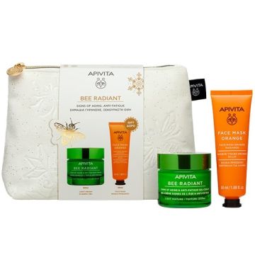 Apivita Promo Bee Radiant Routine Κρέμα για Σημάδια Γήρανσης & Ξεκούραστη Όψη Ελαφριάς Υφής 50ml + Δώρο Μάσκα Προσώπου για Λάμψη 50ml, 1σετ