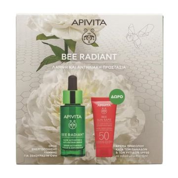 Apivita Promo Bee Radiant Serum Ορός Προσώπου για Λάμψη & Ξεκούραστη Όψη 30ml + Anti-Spot & Anti-Age Defence Face Cream Κρέμα Προσώπου Κατά των Πανάδων & των Ρυτίδων SPF50 15ml
