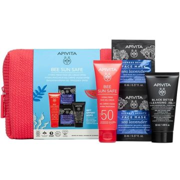 Apivita Bee Sun Safe Promo με Ενυδατική Κρέμα-Gel Προσώπου SPF50 + mini Μαύρο Gel Καθαρισμού 50ml + Μάσκα Προσώπου Θαλάσσια Λεβάντα 2x8ml