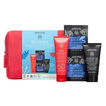 Apivita Promo Bee Sun Safe Promo Set με Κρέμα Προσώπου SPF50+ 50ml + Μαύρο Gel Kαθαρισμού 50ml + Μάσκα Προσώπου Θαλάσσια Λεβάντα 2x8ml