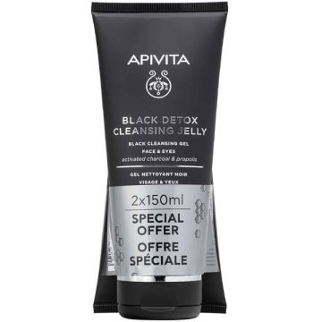 Apivita Promo Black Detox Duo Gel Καθαρισμού για Πρόσωπο & Μάτια 2x150ml