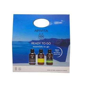 Apivita Promo Essentials Ready To Go Σετ Περιποίησης για Ταξίδια με Frequent Use Σαμπουάν για Καθημερινή Χρήση 75ml + Tonic Mountain Tea Αφρόλουτρο 75ml + Cleansing Foam Καθαριστικό Προσώπου 75ml