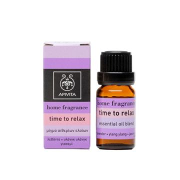 Apivita Essential Oil Time Τo Relax Μίγμα βιολογικών Αιθερίων Ελαίων με Λεβάντα, Γιασεμί & Υλανγκ Υλανγκ, 10ml