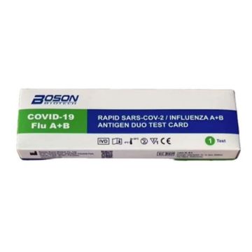 Boson Rapid Sars-CoV-2 Influenza A+B Antigen Duo Test Card Διαγνωστικό Τεστ Ταχείας Ανίχνευσης Αντιγόνων Covid-19 & Γρίπης με Ρινικό Δείγμα 1τμχ 