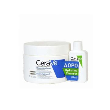 CeraVe Promo με Moisturising Cream Ενυδατική Κρέμα για Ξηρό Δέρμα 340gr + Δώρο Hydrating Cleanser Κρέμα Καθαρισμού 20ml