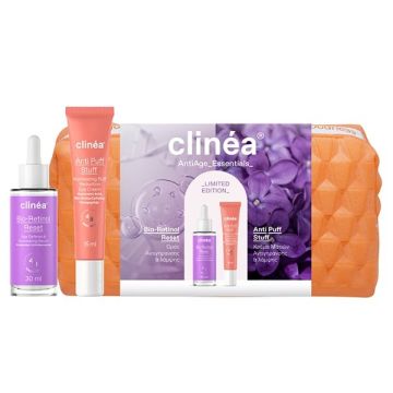 Clinea Limited Edition Gift Set Anti-Age Essentials Bio-Retinol Reset Ορός Προσώπου 30ml + Anti Puff Stuff Κρέμα Ματιών 15ml + Δώρο Νεσεσέρ