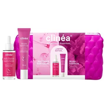 Clinea Limited Edition Gift Set Anti-Wrinkle Essentials Multi Peptide Super Charger Oρός Προσώπου 30ml + Wrinkle InstaShrink Κρέμα Ματιών 15ml + Δώρο Νεσεσέρ