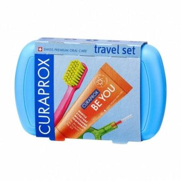 Curaprox Γαλάζιο Travel Set Οδοντόβουρτσα, Μεσοδόντιο Βουρτσάκι Duo-Holder & Οδοντόκρεμα Be You