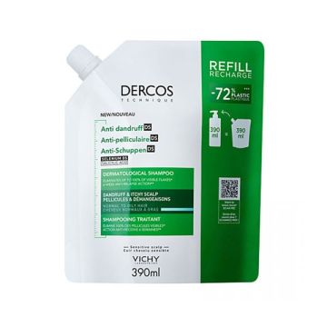 Vichy Dercos Anti-dandruff DS Refill Σαμπουάν κατά της πιτυρίδας για Κανονικά εως Λιπαρά μαλλιά Ανταλλακτικό 390ml 