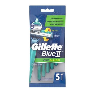 Gillette Blue II Slalom Plus Ξυραφάκια μιας Χρήσης με 2 Λεπίδες και Λιπαντική Ταινία 5τμχ