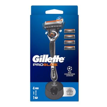 Gillette ProGlide Ξυριστική Μηχανή 1τεμ + Ανταλλακτικές Κεφαλές 4τεμ + Δώρο η Βάση Στήριξης, 1σετ