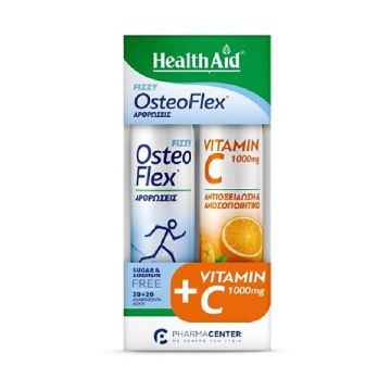 Health Aid Promo Pack Osteoflex Fizzy για τις Αρθρώσεις 20 αναβρ. δισκία & Vitamin C 1000mg Γεύση Πορτοκάλι 20 αναβρ. δισκία 