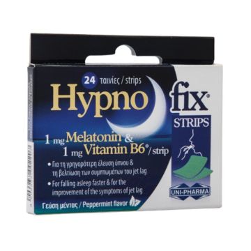 Uni-Pharma Hypno Fix Strips Συμπλήρωμα διατροφής με μελατονίνη 24 ταινίες