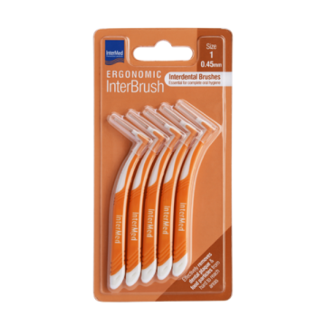 Intermed Ergonomic Interbrush Μεσοδόντια Βουρτσάκια Πορτοκαλί Size 1 - 0.45mm 5τεμ