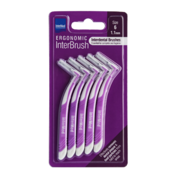 Intermed Ergonomic Interbrush Μεσοδόντια Βουρτσάκια Μωβ Size 6 - 1.1mm 5τμχ