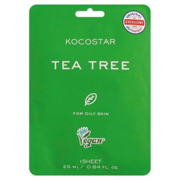 Kocostar Tea Tree Sheet Mask Εμποτισμένη Μάσκα Προσώπου για Τόνωση 25ml