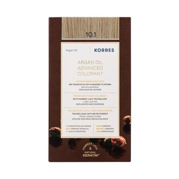 Korres Argan Oil Advanced Colorant 10.1 Ξανθό Πλατίνας Σαντρέ Μόνιμη Βαφή Μαλλιών με Τεχνολογία Pigment Lock που κλειδώνει το Χρώμα