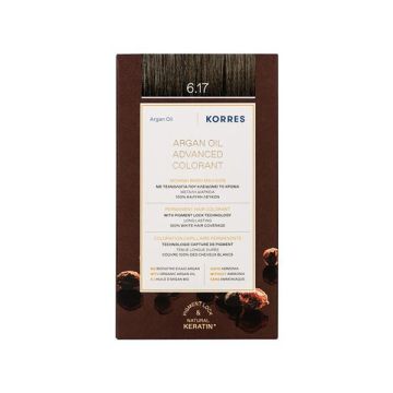 Korres Argan Oil Advanced Colorant 6.17 Βαφή Μαλλιών Ξανθό Σκούρο Μπεζ