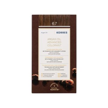 Korres Argan Oil Advanced Colorant 6.7 Κακάο Μόνιμη Βαφή Μαλλιών με Τεχνολογία Pigment Lock που κλειδώνει το Χρώμα