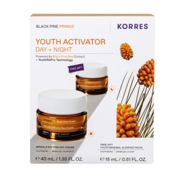 Korres Promo Black Pine Primus Wrinkle Defying Κρέμα Νεότητας Ημέρας 40ml + Δώρο Youth Renewal Sleeping Κρέμα Νεότητας Νύχτας 15ml