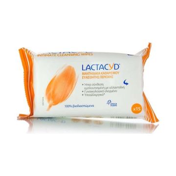 Lactacyd Intimate Wipes Υγρά Μαντηλάκια Καθαρισμού Ευαίσθητης Περιοχής 15 τεμάχια